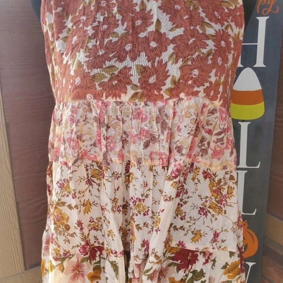 Zephyr Floral Fall Autumn Tiered Sleeveless Floral Top Women's Size Medium - Picture 6 of 10